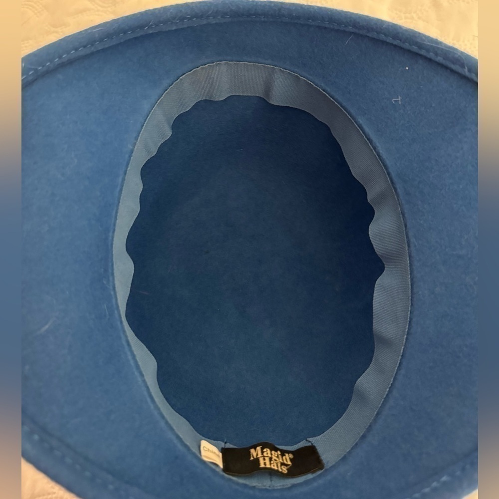 Magid Women's Blue Wool Bucket Hat w/feather accent vintage - Picture 5 of 8